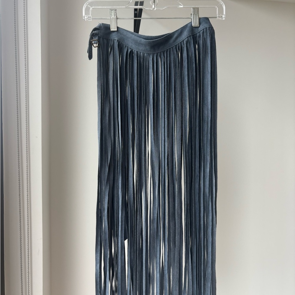 Dance & Marvel Charcoal Fringe Maxi Skirt